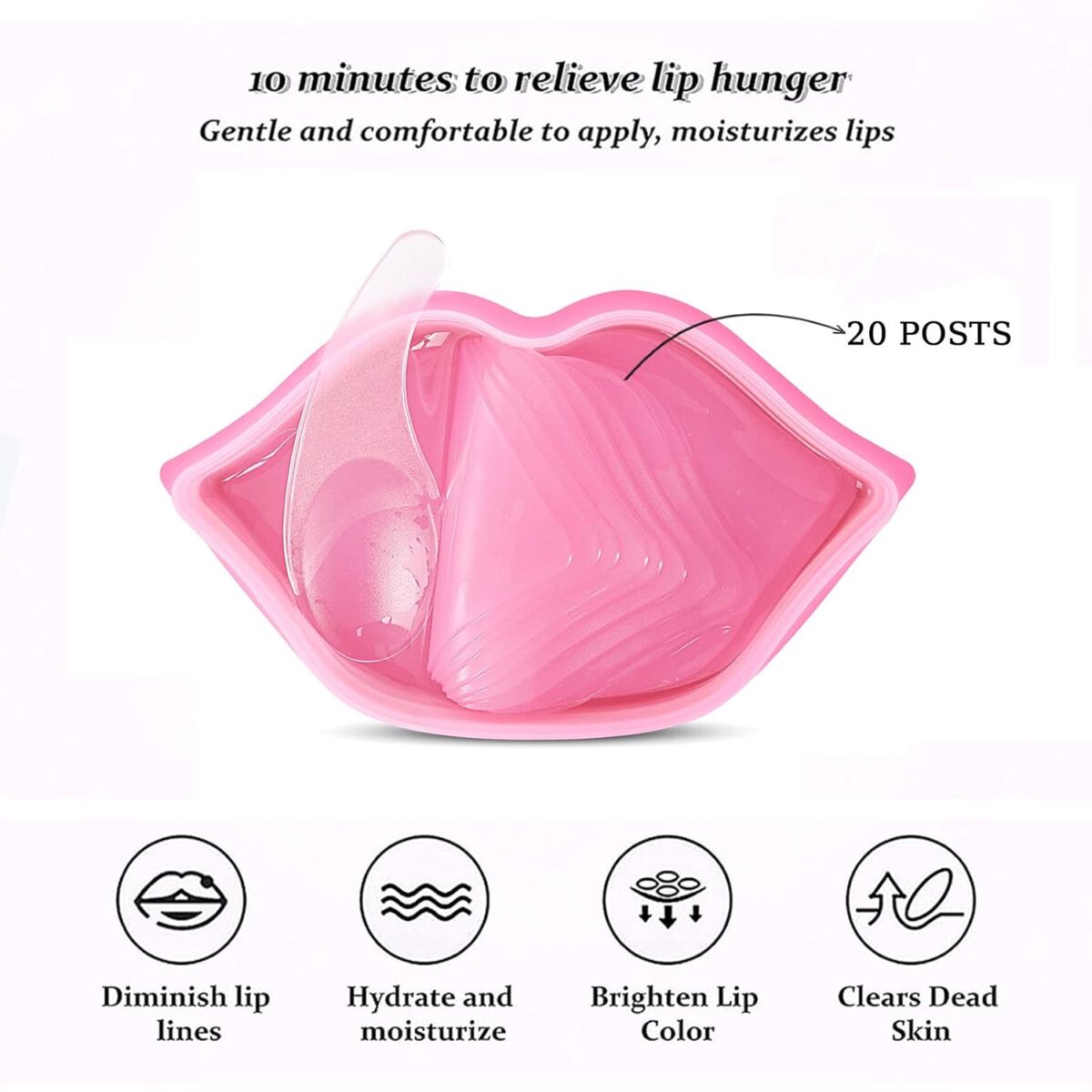 قناع ترطيب الشفاه - 20 قطعة (Rose Moisturizing Lip Mask) - Image 12