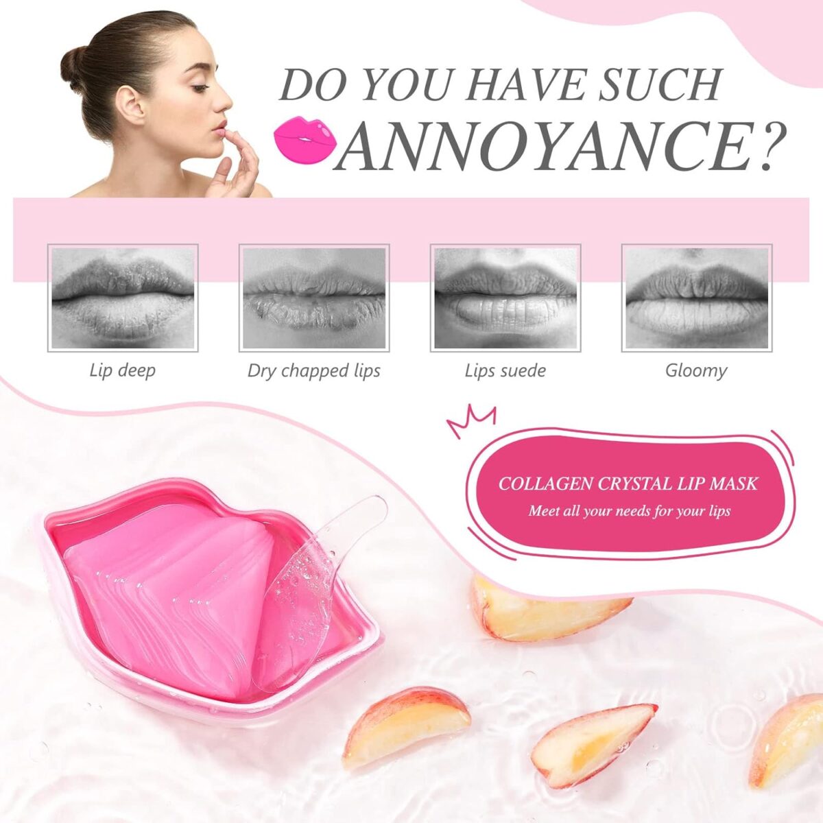 قناع ترطيب الشفاه - 20 قطعة (Rose Moisturizing Lip Mask) - Image 10